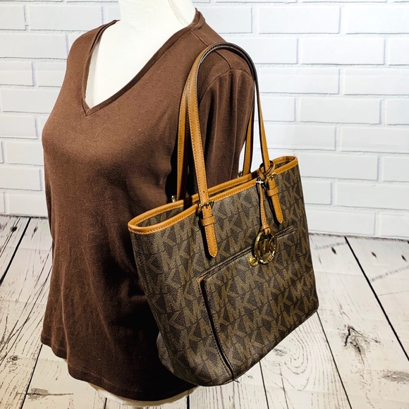 Michael Kors Handbags - Michael Kors Brown & Tan Monogram Tote NWOT